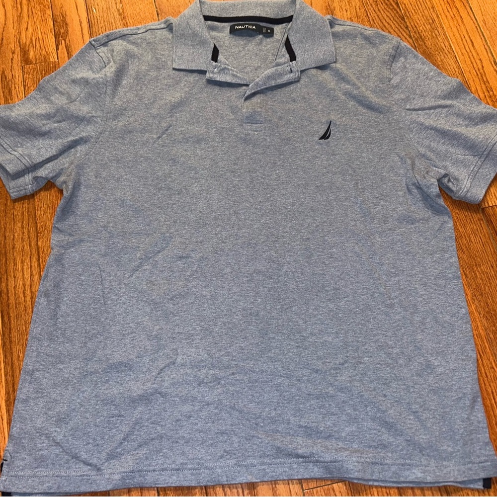 Nautica Men's Heather Light Blue Polo, Size XL